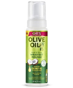 ORS OLIVE OIL HOLD AND SHINE WRAP SET MOUSSE WITH COCONUT OIL